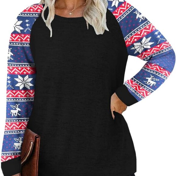 DOLNINE Women's Plus Size 14W-28W Christmas Sweatshirt Long Sleeve Oversized Tun - Picture 4 of 13